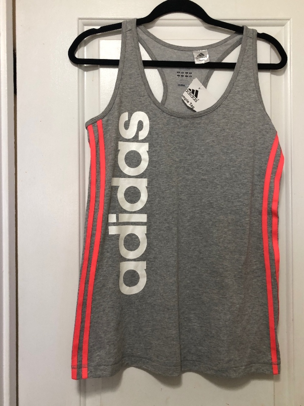 Adidas Climalite Gray Racerback Tank Top Size Small (Runs Big) Pink Logo